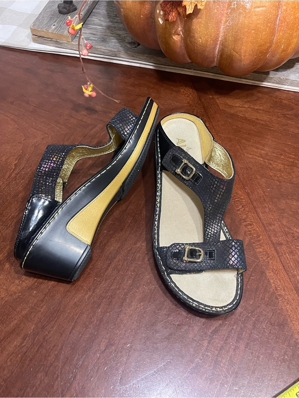 Alegria Lara T-Strap Wedge Slide platform sandal